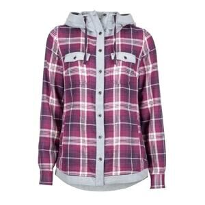 Marmot Reagan flannel long sleeve button hooded front shirt sz M